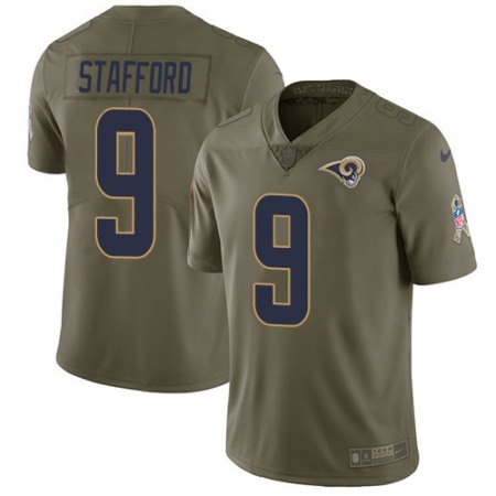 Los Angeles Rams #9 Matthew Stafford Olive Youth Stitched NFL Limited 2017 Salute to Service Jersey