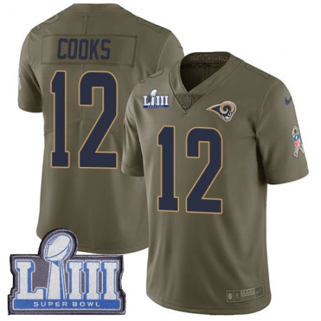 Nike Rams #12 Brandin Cooks Olive Super Bowl LIII Bound Youth Stitched NFL Limited 2017 Salute to Service Jersey