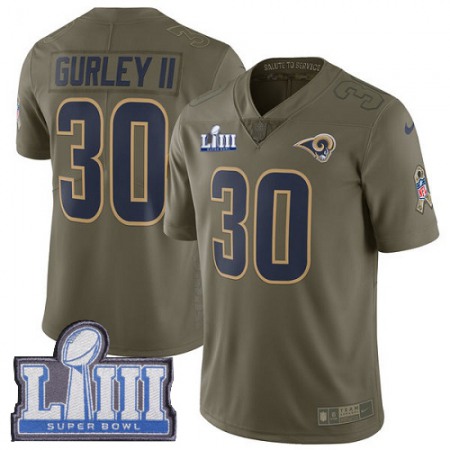 Nike Rams #30 Todd Gurley II Olive Super Bowl LIII Bound Youth Stitched NFL Limited 2017 Salute to Service Jersey