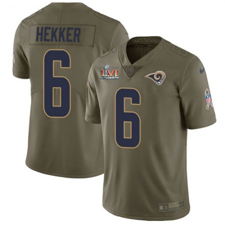 Nike Rams #6 Johnny Hekker Olive Super Bowl LVI Patch Youth Stitched NFL Limited 2017 Salute to Service Jersey