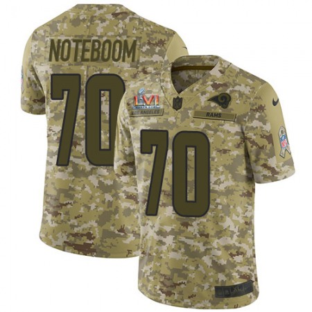 Nike Rams #70 Joseph Noteboom Camo Super Bowl LVI Patch Youth Stitched NFL Limited 2018 Salute To Service Jersey