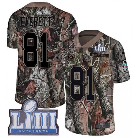 Nike Rams #81 Gerald Everett Camo Super Bowl LIII Bound Youth Stitched NFL Limited Rush Realtree Jersey