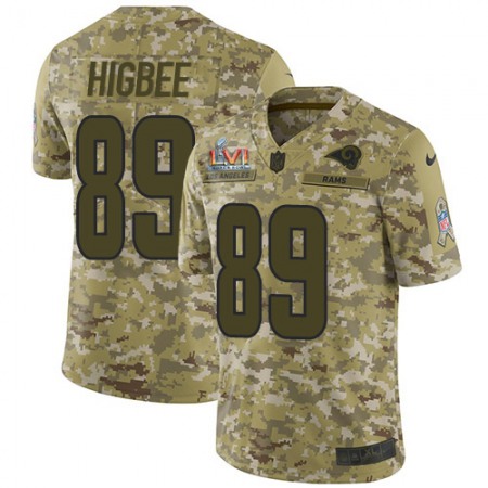 Nike Rams #89 Tyler Higbee Camo Super Bowl LVI Patch Youth Stitched NFL Limited 2018 Salute To Service Jersey