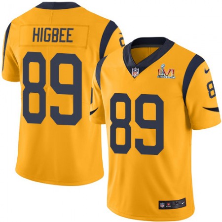 Nike Rams #89 Tyler Higbee Gold Super Bowl LVI Patch Youth Stitched NFL Limited Rush Jersey