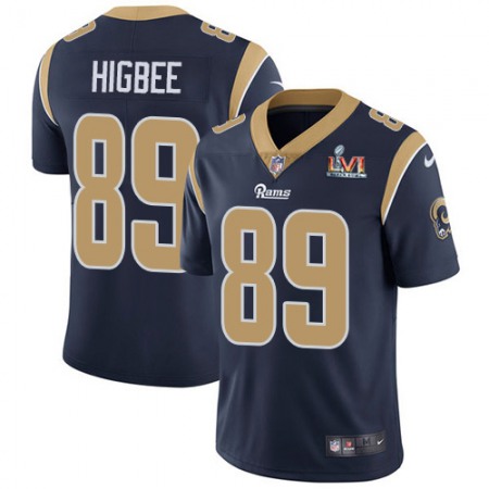 Nike Rams #89 Tyler Higbee Navy Blue Team Color Super Bowl LVI Patch Youth Stitched NFL Vapor Untouchable Limited Jersey