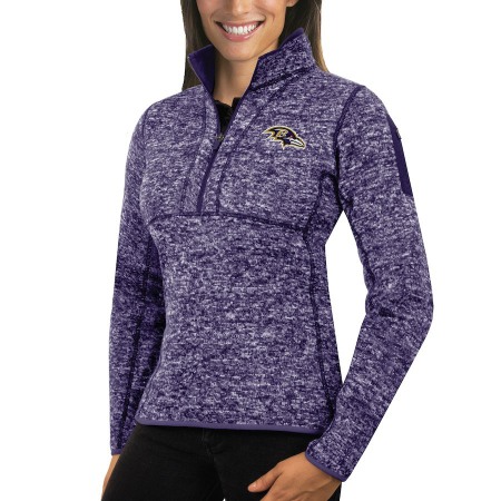 Baltimore Ravens Antigua Women's Fortune Half-Zip Sweater Heather Purple