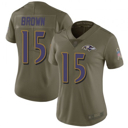Nike Ravens #15 Marquise Brown Olive Women's Stitched NFL Limited 2017 Salute to Service Jersey