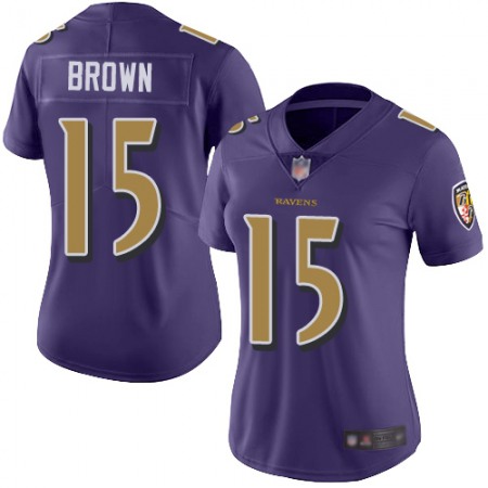 Nike Ravens #15 Marquise Brown Purple Women's Stitched NFL Limited Rush Jersey