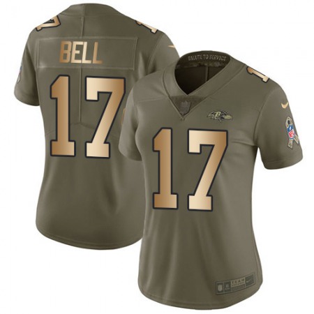 Nike Ravens #17 Le'Veon Bell Olive/Gold Women's Stitched NFL Limited 2017 Salute To Service Jersey