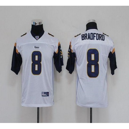 Rams #8 Sam Bradford White Stitched Youth NFL Jersey