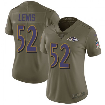Nike Ravens #52 Ray Lewis Olive Women's Stitched NFL Limited 2017 Salute to Service Jersey