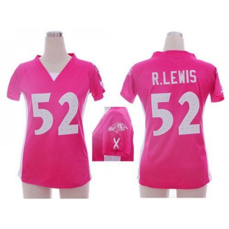 Nike Ravens #52 Ray Lewis Pink Draft Him Name & Number Top Women's Stitched NFL Elite Jersey