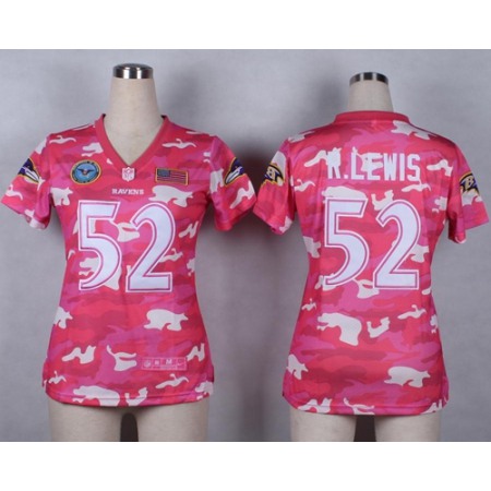 Nike Ravens #52 Ray Lewis Pink Women's Stitched NFL Elite Camo Fashion Jersey
