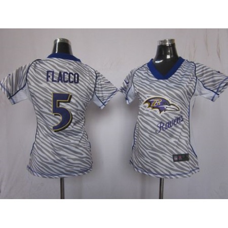 Nike Ravens #5 Joe Flacco Zebra Women's Stitched NFL Elite Jersey
