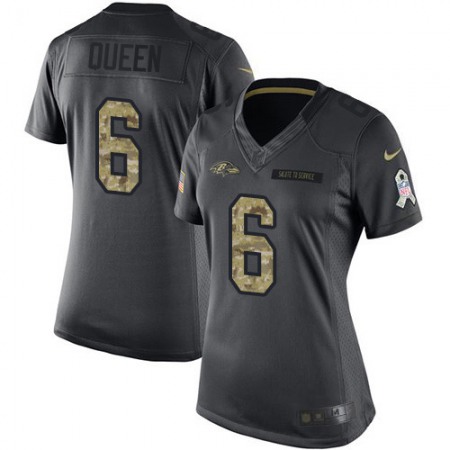 Nike Ravens #6 Patrick Queen Black Women's Stitched NFL Limited 2016 Salute to Service Jersey