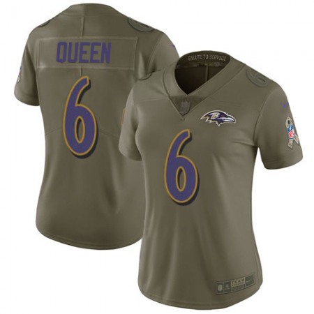 Nike Ravens #6 Patrick Queen Olive Women's Stitched NFL Limited 2017 Salute To Service Jersey