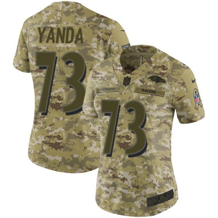 Nike Ravens #73 Marshal Yanda Camo Women's Stitched NFL Limited 2018 Salute to Service Jersey