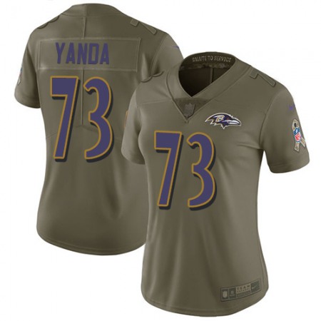 Nike Ravens #73 Marshal Yanda Olive Women's Stitched NFL Limited 2017 Salute to Service Jersey