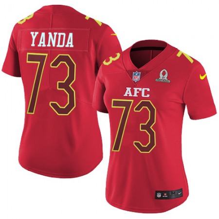 Nike Ravens #73 Marshal Yanda Red Women's Stitched NFL Limited AFC 2017 Pro Bowl Jersey