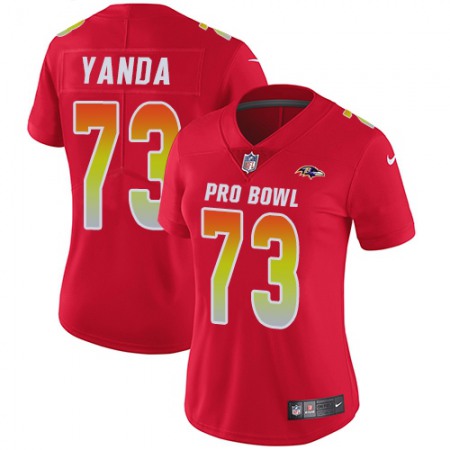 Nike Ravens #73 Marshal Yanda Red Women's Stitched NFL Limited AFC 2019 Pro Bowl Jersey