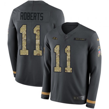 Nike Ravens #11 Seth Roberts Anthracite Salute to Service Youth Stitched NFL Limited Therma Long Sleeve Jersey