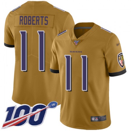 Nike Ravens #11 Seth Roberts Gold Youth Stitched NFL Limited Inverted Legend 100th Season Jersey