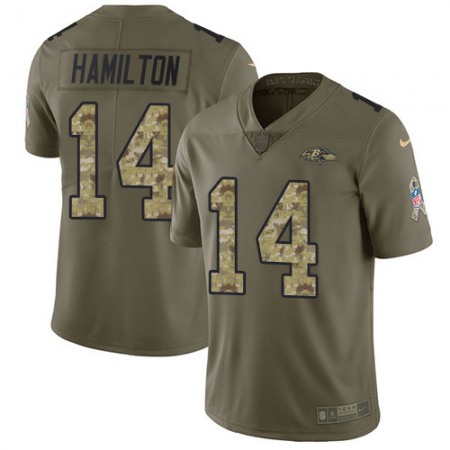 Nike Ravens #14 Kyle Hamilton Olive/Camo Youth Stitched NFL Limited 2017 Salute To Service Jersey