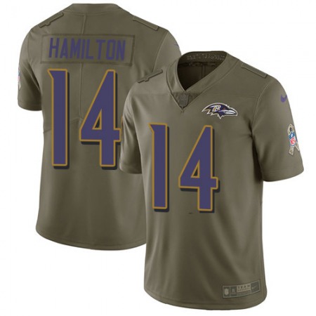 Nike Ravens #14 Kyle Hamilton Olive Youth Stitched NFL Limited 2017 Salute To Service Jersey