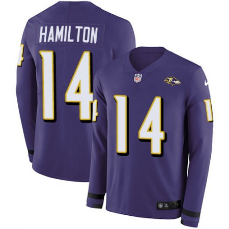 Nike Ravens #14 Kyle Hamilton Purple Team Color Youth Stitched NFL Limited Therma Long Sleeve Jersey