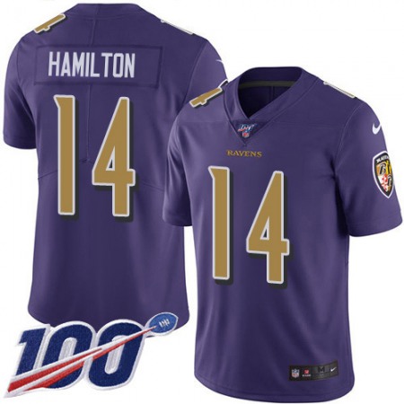 Nike Ravens #14 Kyle Hamilton Purple Youth Stitched NFL Limited Rush 100th Season Jersey