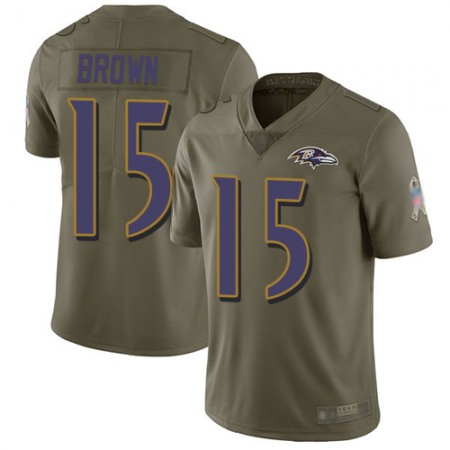 Nike Ravens #15 Marquise Brown Olive Youth Stitched NFL Limited 2017 Salute to Service Jersey
