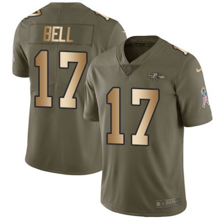 Nike Ravens #17 Le'Veon Bell Olive/Gold Youth Stitched NFL Limited 2017 Salute To Service Jersey