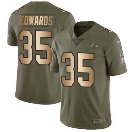 Nike Ravens #35 Gus Edwards Olive/Gold Youth Stitched NFL Limited 2017 Salute To Service Jersey