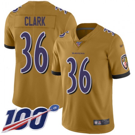 Nike Ravens #36 Chuck Clark Gold Youth Stitched NFL Limited Inverted Legend 100th Season Jersey