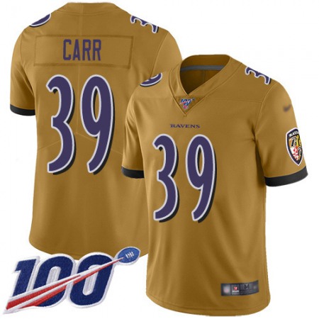 Nike Ravens #39 Brandon Carr Gold Youth Stitched NFL Limited Inverted Legend 100th Season Jersey