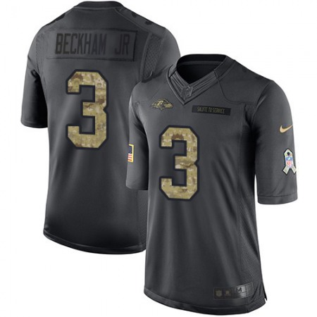 Nike Ravens #3 Odell Beckham Jr. Black Youth Stitched NFL Limited 2016 Salute to Service Jersey
