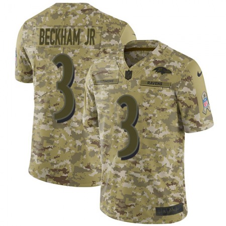 Nike Ravens #3 Odell Beckham Jr. Camo Youth Stitched NFL Limited 2018 Salute To Service Jersey