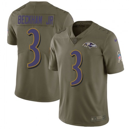 Nike Ravens #3 Odell Beckham Jr. Olive Youth Stitched NFL Limited 2017 Salute To Service Jersey