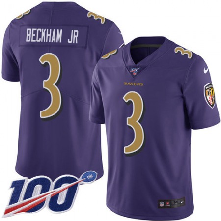 Nike Ravens #3 Odell Beckham Jr. Purple Youth Stitched NFL Limited Rush 100th Season Jersey