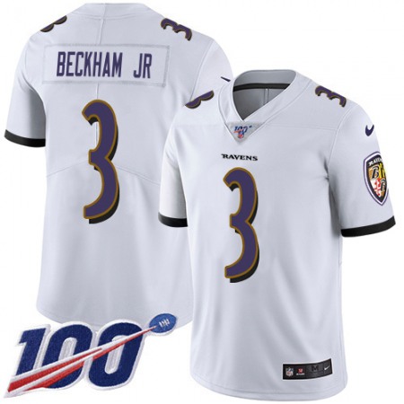 Nike Ravens #3 Odell Beckham Jr. White Youth Stitched NFL 100th Season Vapor Untouchable Limited Jersey
