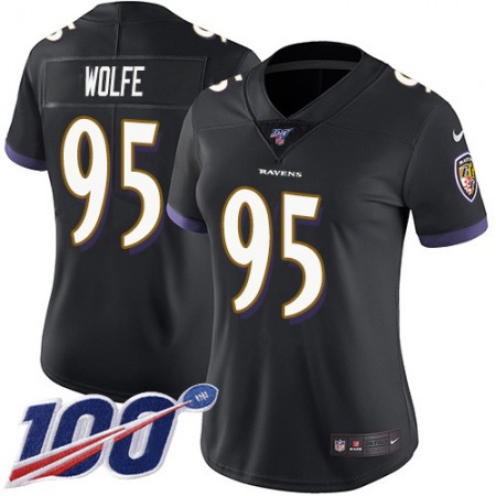 Nike Ravens #95 Derek Wolfe Black Alternate Women's Stitched NFL 100th Season Vapor Untouchable Limited Jersey