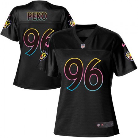 Nike Ravens #96 Domata Peko Sr Black Women's NFL Fashion Game Jersey