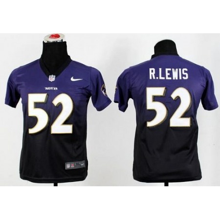 Nike Ravens #52 Ray Lewis Purple/Black Youth Stitched NFL Elite Fadeaway Fashion Jersey