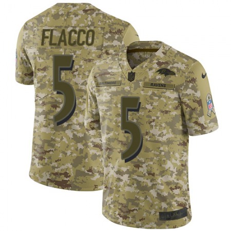 Nike Ravens #5 Joe Flacco Camo Youth Stitched NFL Limited 2018 Salute to Service Jersey