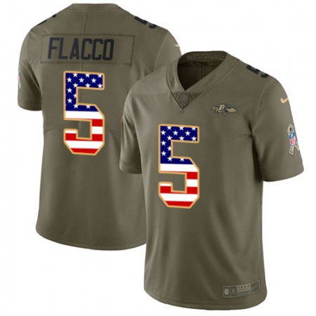 Nike Ravens #5 Joe Flacco Olive/USA Flag Youth Stitched NFL Limited 2017 Salute to Service Jersey