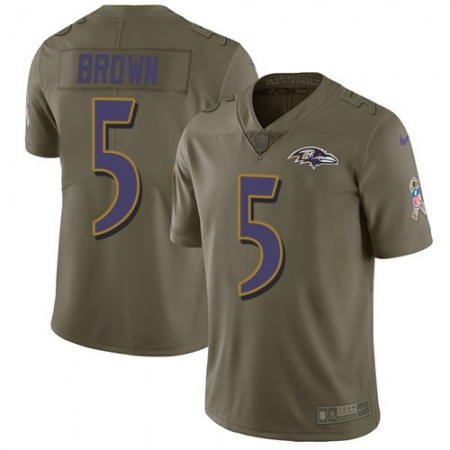 Nike Ravens #5 Marquise Brown Olive Youth Stitched NFL Limited 2017 Salute To Service Jersey