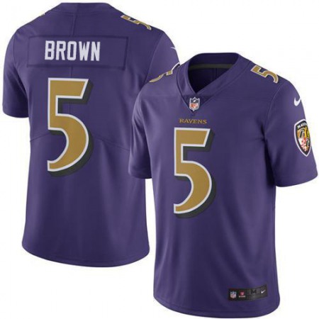 Nike Ravens #5 Marquise Brown Purple Youth Stitched NFL Limited Rush Jersey