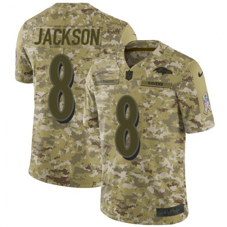 Nike Ravens #8 Lamar Jackson Camo Youth Stitched NFL Limited 2018 Salute to Service Jersey