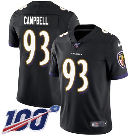 Nike Ravens #93 Calais Campbell Black Alternate Youth Stitched NFL 100th Season Vapor Untouchable Limited Jersey