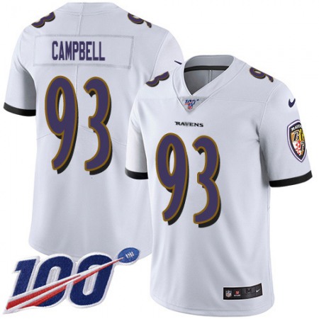Nike Ravens #93 Calais Campbell White Youth Stitched NFL 100th Season Vapor Untouchable Limited Jersey